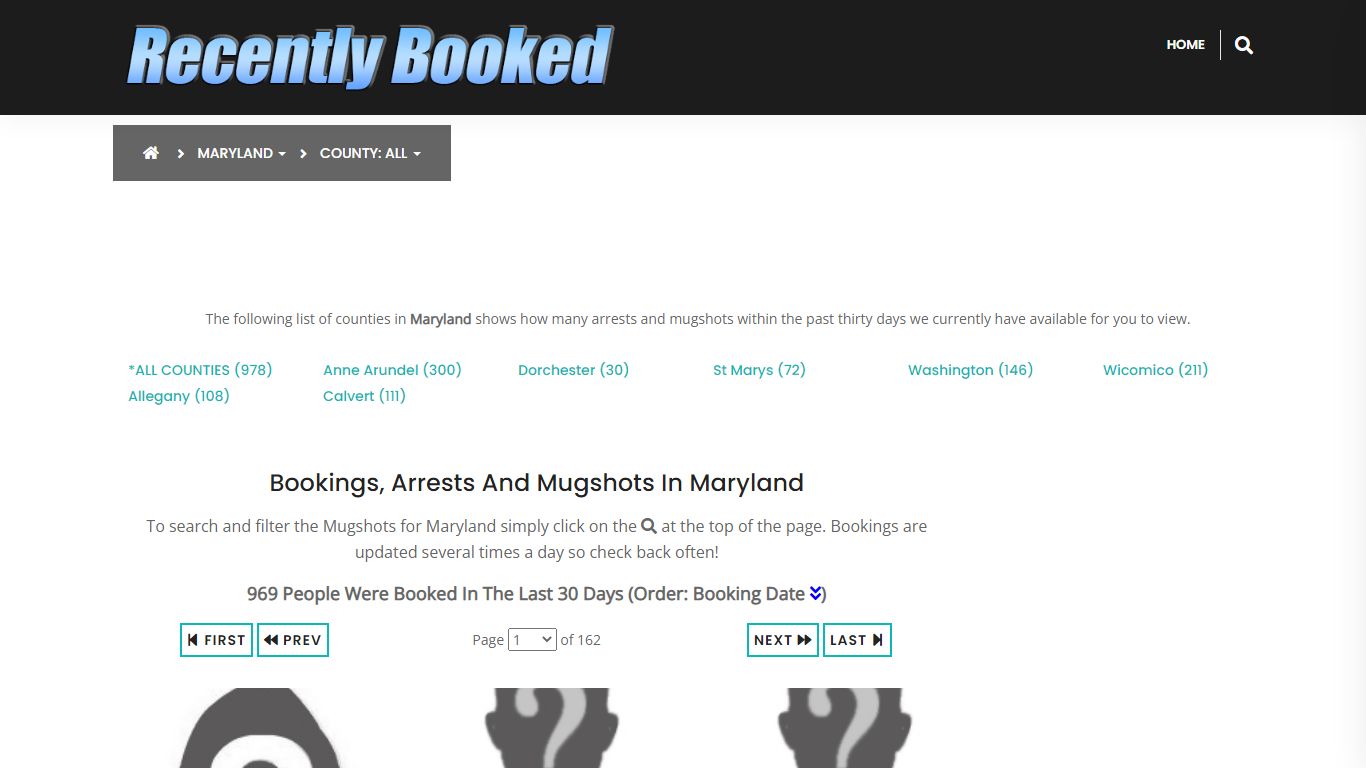 Bookings, Arrests and Mugshots in Prince Georges County, Maryland