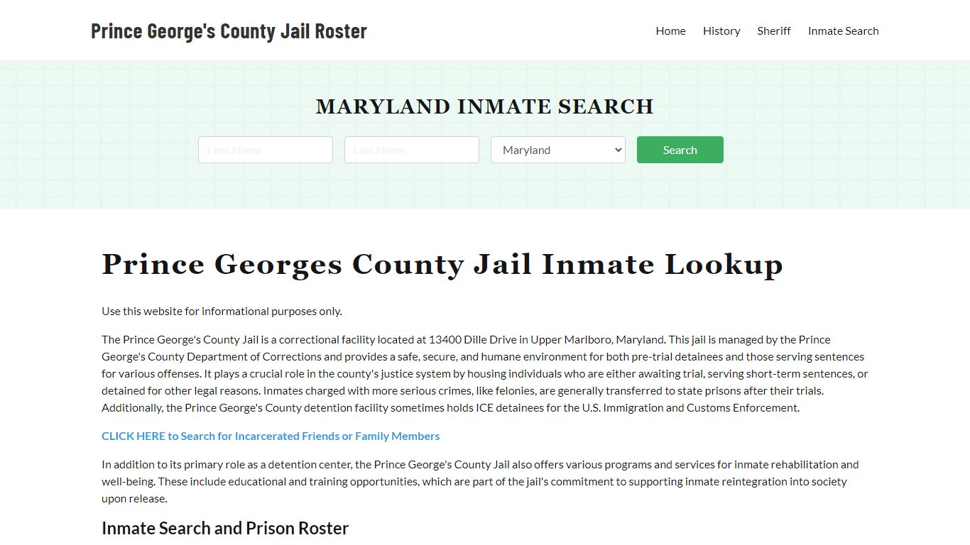 Prince George's County Jail Roster Lookup, MD, Inmate Search