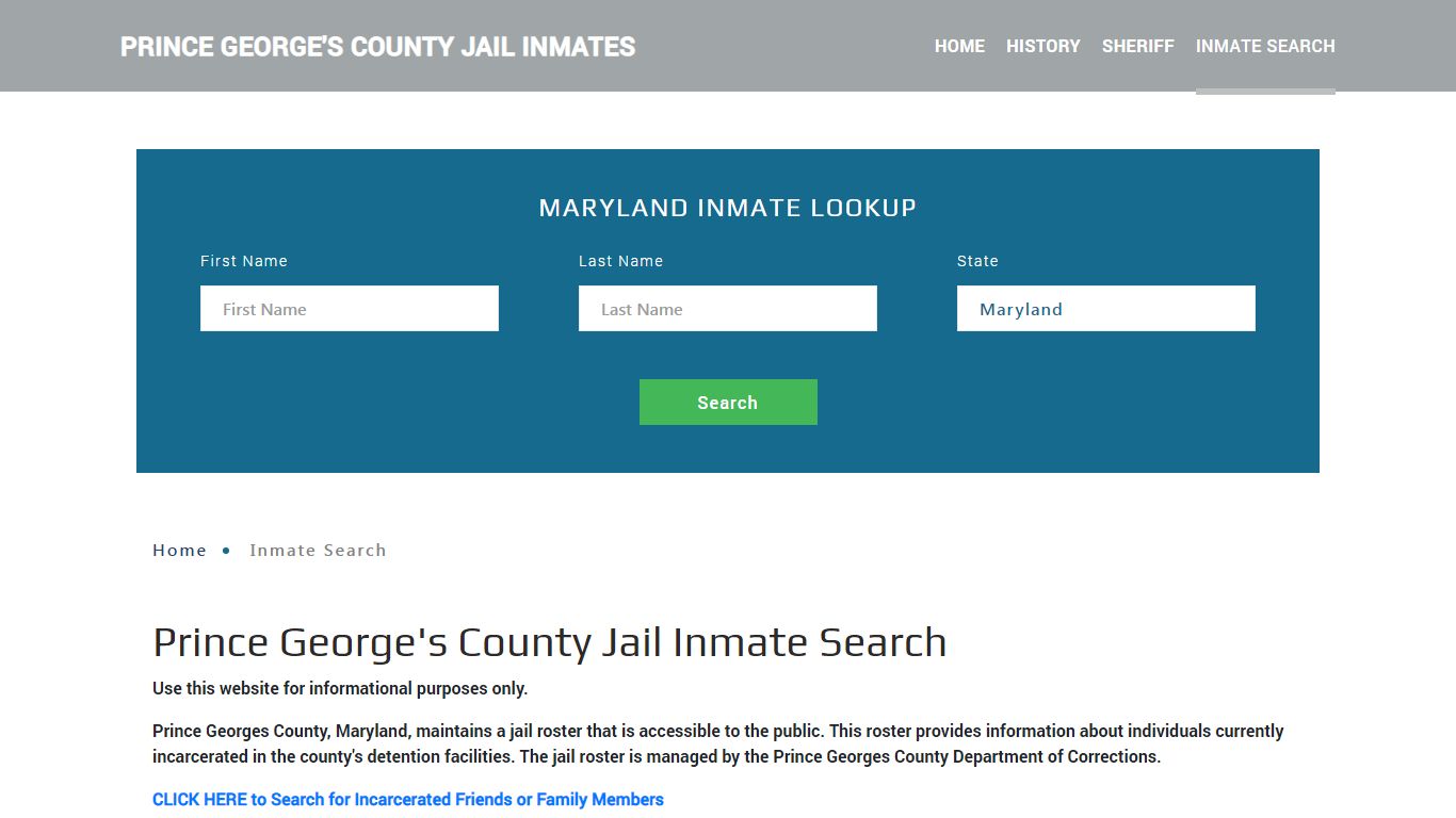 Prince George's County, MD Detainee Lookup